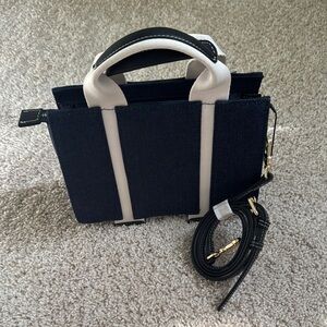 NWT Zara Jeans and Cream Mini Bag with Structured Design